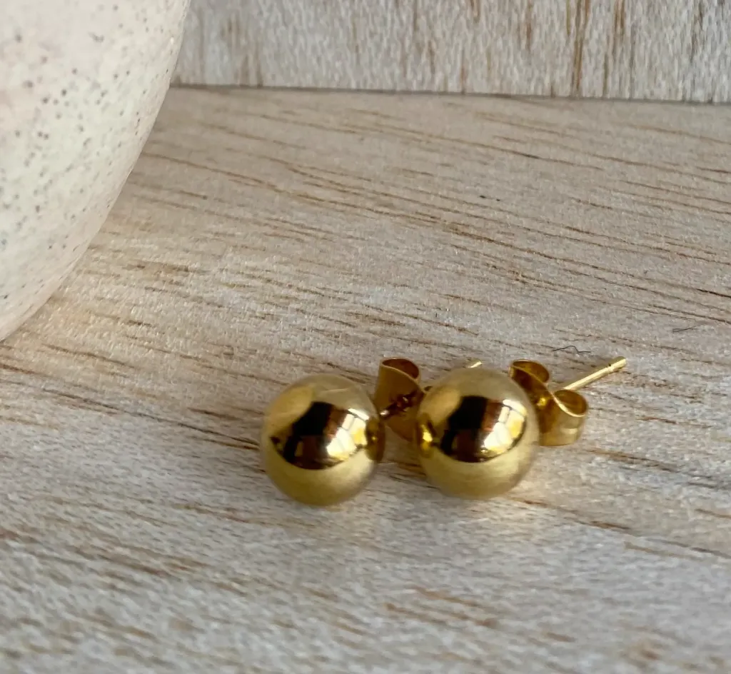 [A1020] ARETES BOLITA (Dorado)